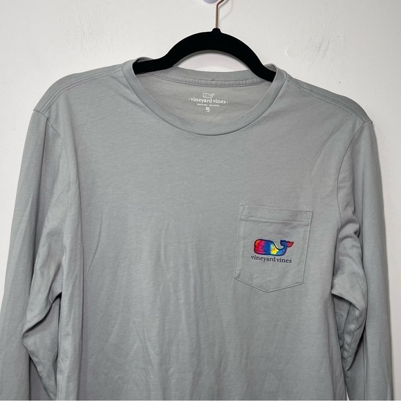Vineyard Vines Junior XL Gray casual coastal Long Sleeve Tee Tie-Dye Whale Logo - Picture 2 of 10